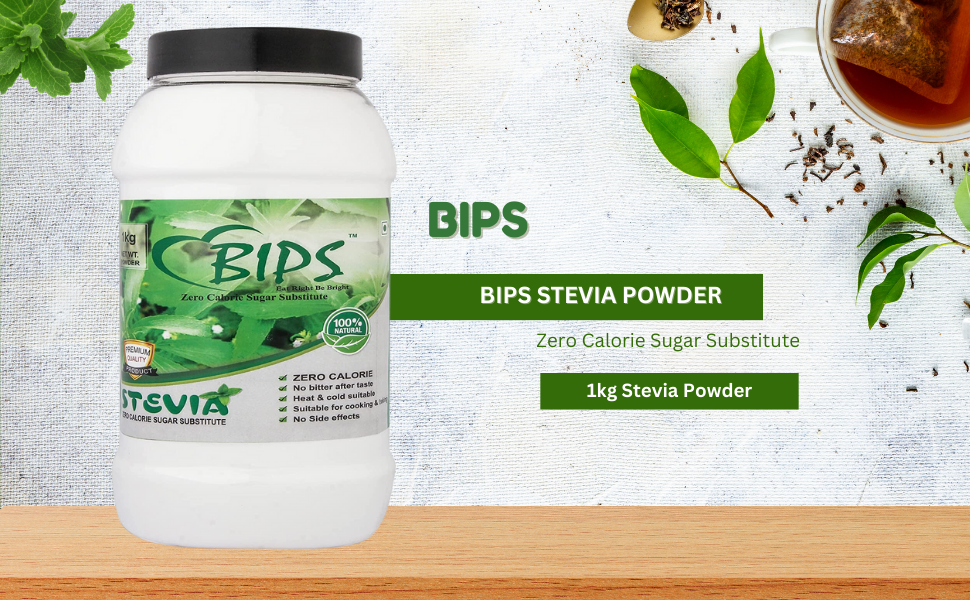BIPS Sugar Free Stevia Powder 1Kg Jar.
