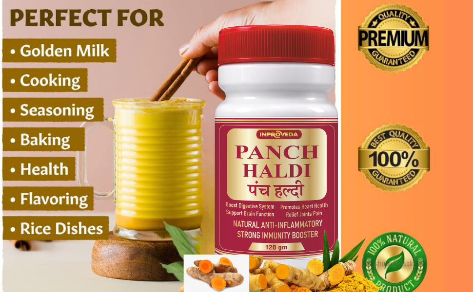 Powder 120g | The Original Pancham Haldi | No Preservatives, Colors or Flavors | Immunity, Anti-Oxidant, Anti-Inflammatory Turmeric Powder - 120gm
