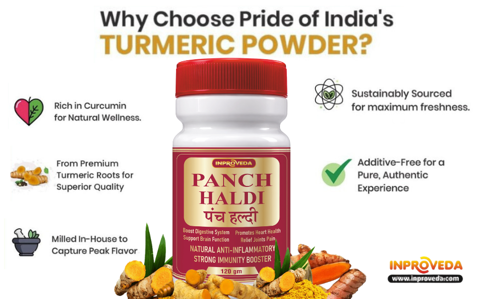 Powder 120g | The Original Pancham Haldi | No Preservatives, Colors or Flavors | Immunity, Anti-Oxidant, Anti-Inflammatory Turmeric Powder - 120gm