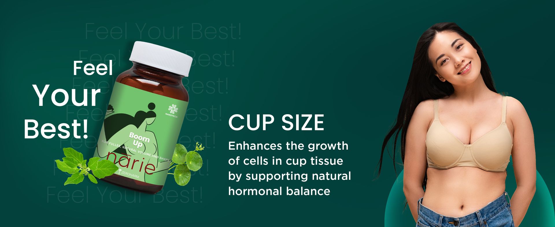 ZEROHARM Narie BoomUp Capsules for Women - Ayurvedic Supplement with Shatavari, Ashwagandha, Fenugreek & More - Supports Natural Volume, Shape, Firmness & Hormonal Wellness, B-Care - 180 Veg Capsules