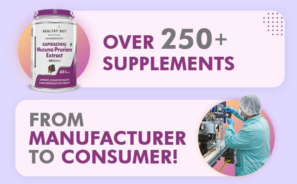 HealthyHey Nutrition Mucuna Pruriens Extract - For Mood and Motivation Support (60 Veg. Capsules)