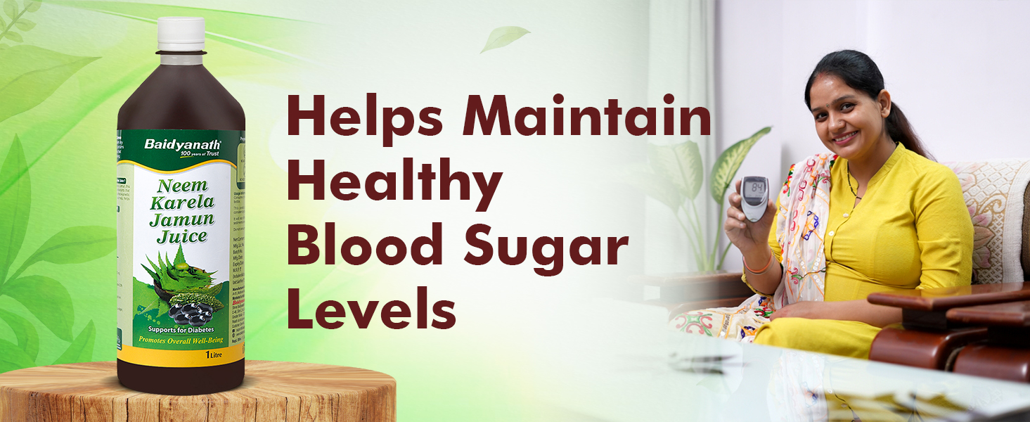 Baidyanath Ayurved Neem Karela Jamun Juice -1000ml | Natural Remedy for Blood Sugar Management & Reduces Bad Cholesterol | Best For Digestive Health, Diabetic Care, Skin Care & Natural Detox | No Added Sugar