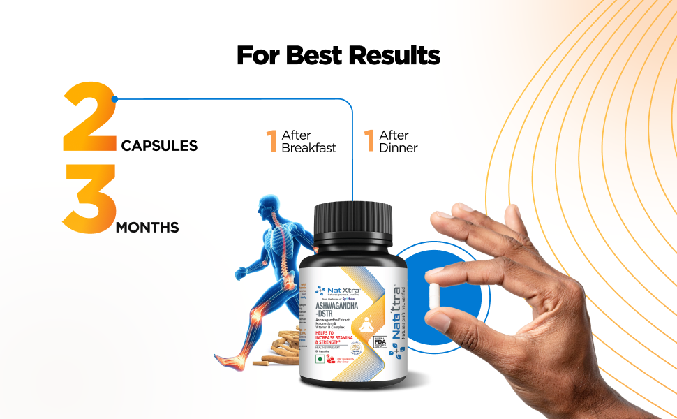 Natxtra Ashwagandha-DSTR | Stress Relief & Stamina Booster | Withanolides, Magnesium, & B Vitamins | Improves Strength, Reduces Stress, Promotes Mental Well-being | 30 Vegetarian Capsules