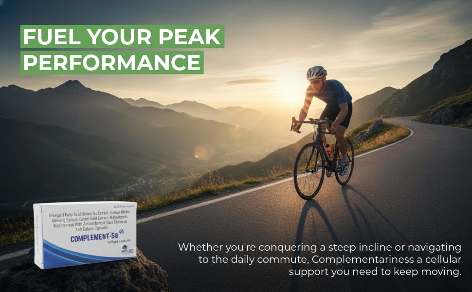 Complement-5G Multivitamin & Multimineral Softgel Capsules with Omega-3, Ginkgo Biloba, Ginseng & Green Tea Extract – Antioxidant & Energy Support – 30 Capsules
