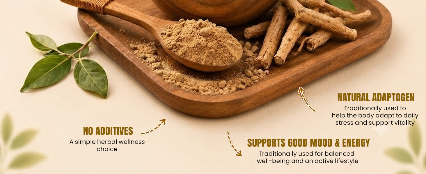 Ashwagandha Powder 100g | Pure Ashwagandha Root Powder | No Additives, No Preservatives | Supports Stress Relief, Energy, Stamina & Daily Wellness