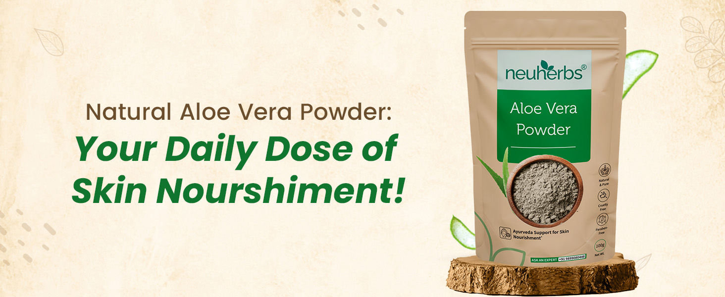 Neuherbs Aloe Vera Powder 100g | Natural Face & Hair Pack for Skin Hydration, Nourishment & Scalp Care | 100% Pure & Natural | Paraben Free