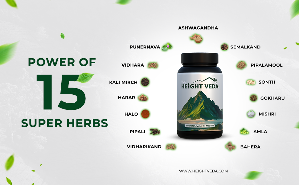 Herbal Deck Height Veda Supreme Grow Tall Formula Powder – Natural Ayurvedic Supplement for wellness Support – 150g Jar