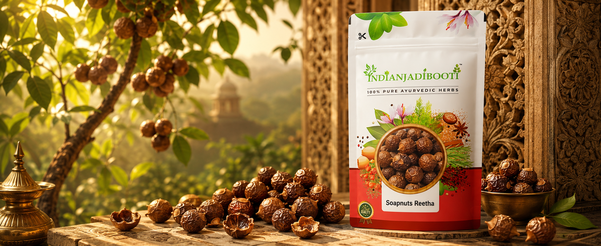 IndianJadiBooti Reetha Whole | Soapnut (Aritha) | Sapindus Mukorossi | Natural SLS-Free Hair Cleanser, Shampoo & Conditioner | Organic Laundry Alternative | Dried & Raw | 1kg Pack
