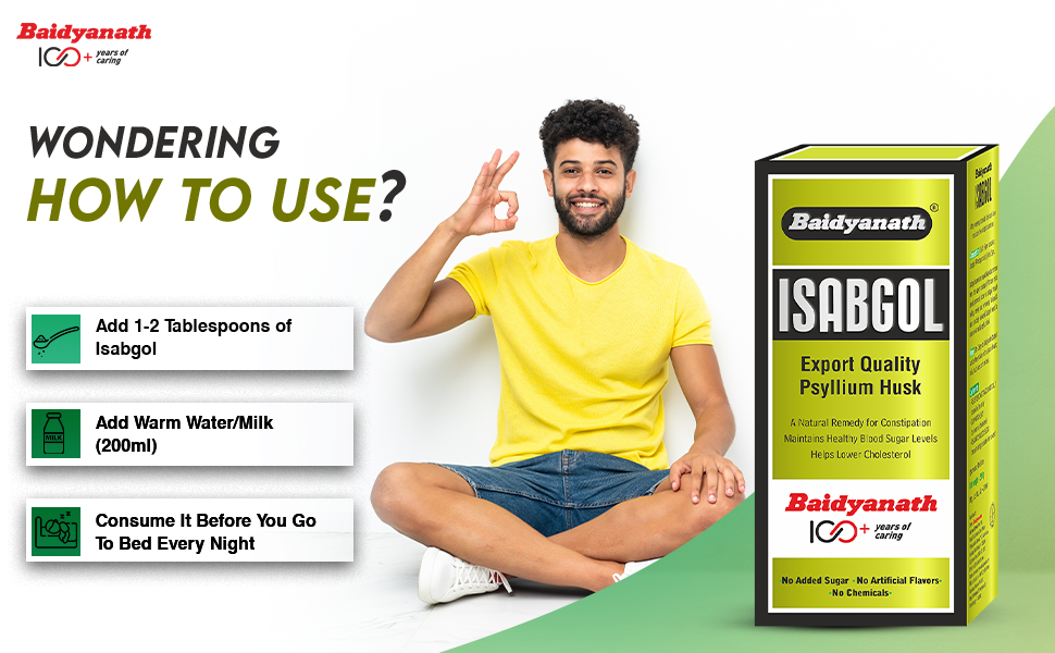 Baidyanath Isabgol Psyllium Husk Powder | Natural Fibre Supplement for Constipation Relief & Digestion | Gluten-Free Herbal Laxative | Pack of 200g - Pack of 2