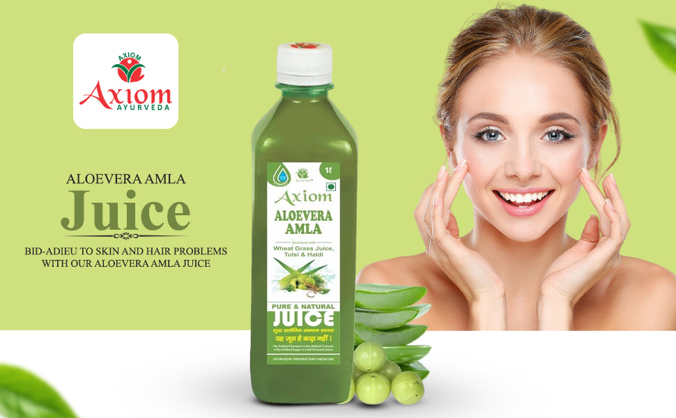 Axiom Aloevera Amla Juice 1L Pack of 2 | Boosts Immunity | Helps to purify Blood | Helps in Digestion | Healthy Eyes | 100% Natural WHO GMP, GLP Certified Product