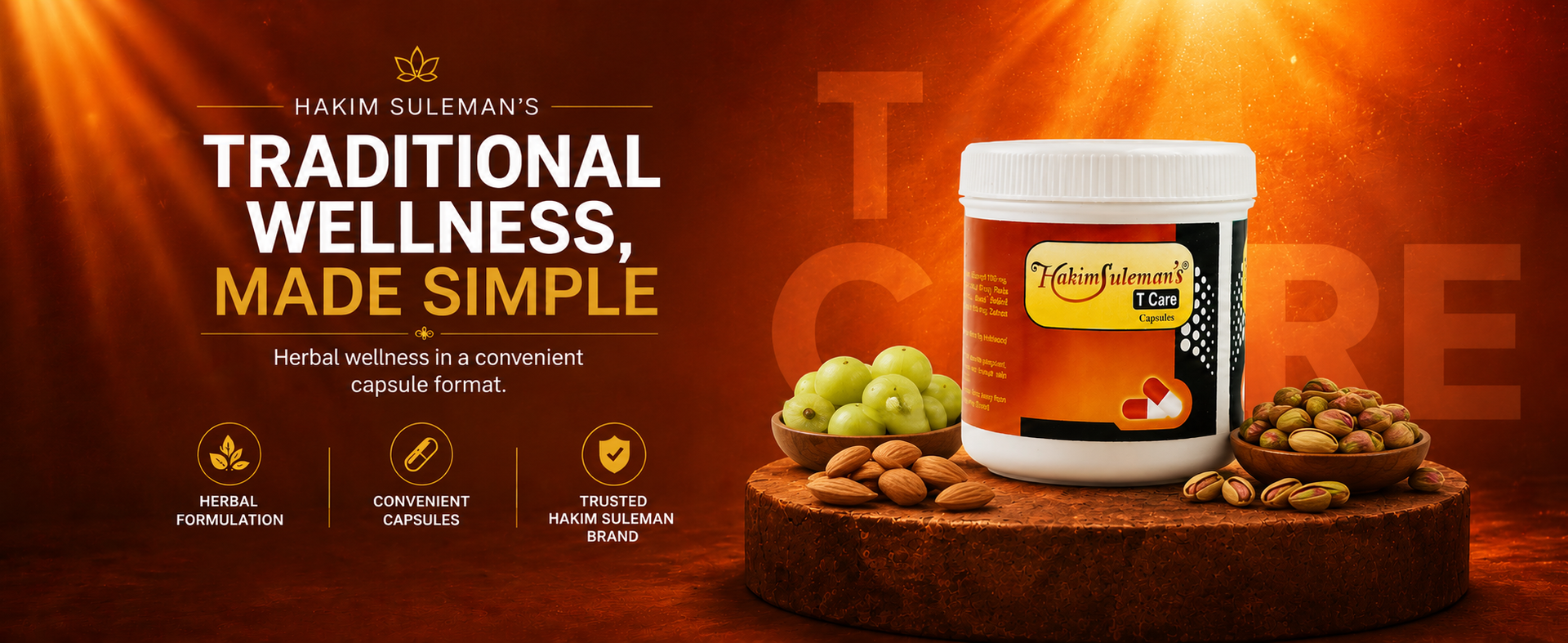 Hakim Suleman's T Care Capsule – Immunity Booster & Energy Support, Ayurvedic Herbal Supplement - 45 Capsules (Pack of 2)