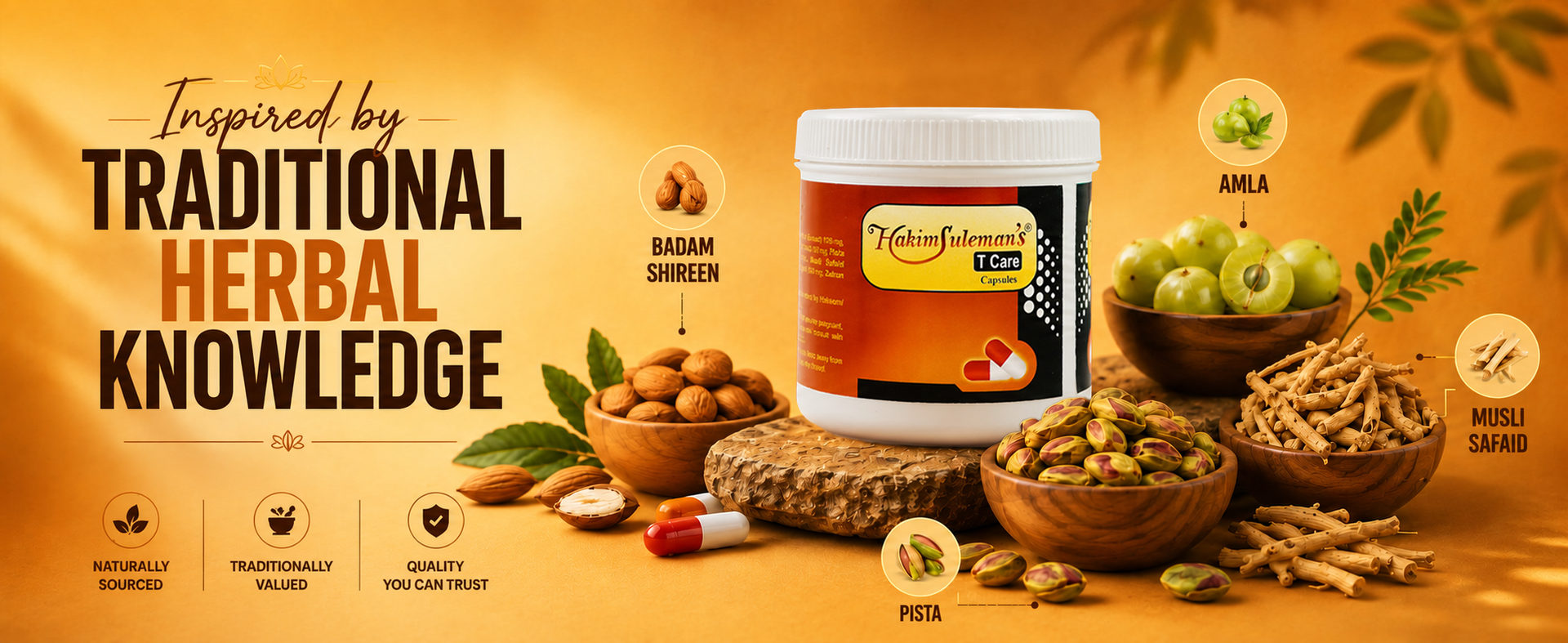 Hakim Suleman's T Care Capsule – Immunity Booster & Energy Support, Ayurvedic Herbal Supplement - 45 Capsules (Pack of 2)