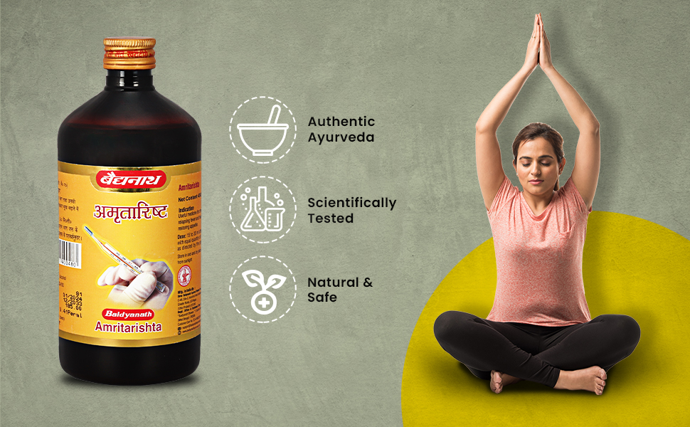 Baidyanath Ayurved Amritarishta - 450 Ml | Boost Digestive Strength and Appetite| Useful In Cough, Cold and In General Weakness | Liquid
