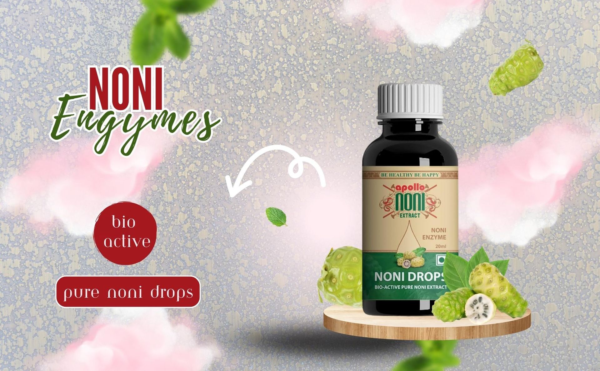 Apollo Noni Enzyme Drops Extract, Bio Active - Double Boost Your Immune, Contain Antioxidant Properties, 20ml (Pack of 1)