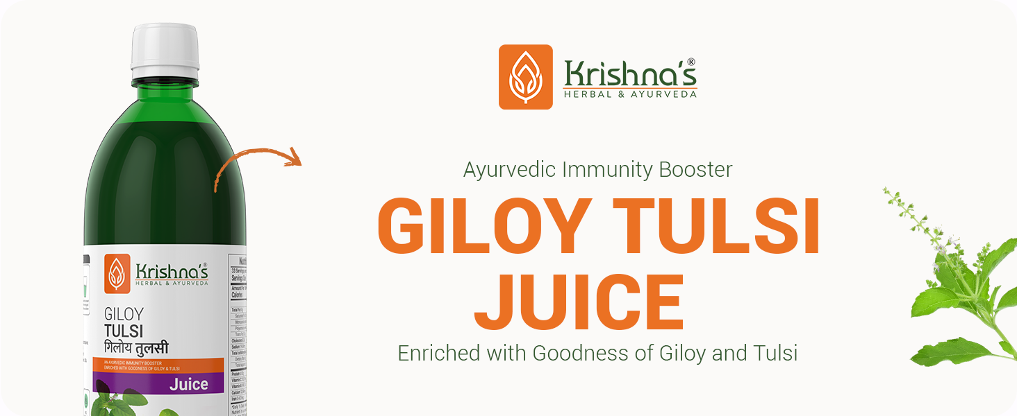 Krishna's Giloy Tulsi Juice, Enriched With Goodness of Giloy & Tulsi, No Artificial Colors or Flavours & Gluten Free - 1000 ml (Pack of 1)