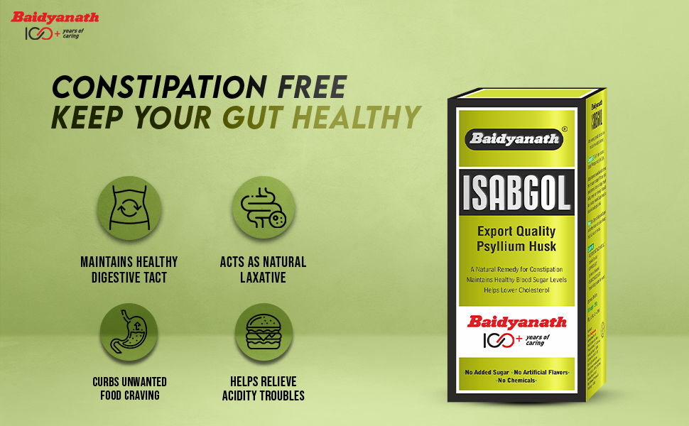 Baidyanath Isabgol Psyllium Husk Powder - 100gm (Pack of 2) | Effectively Relieves Constipation | Fibre Supplement For Digestion