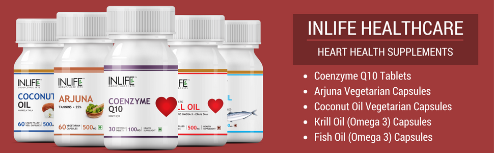 INLIFE Heart Care Supplement, Arjuna Moringa Ashwagandha, 60 Veg Caps