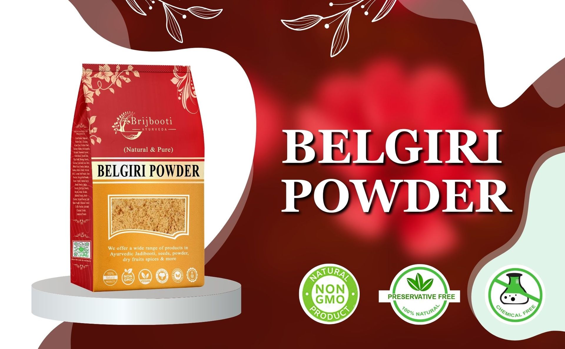 BrijBooti Bel Giri Powder Bealgiri -(400 Gr) | Dry Wood Apple For Digestive Health | Bael Fruit Powder For Immune Support - Bel Phal Aegle Marmelos.