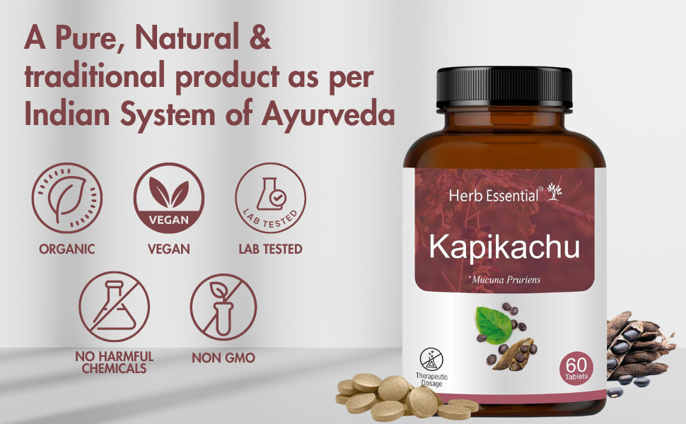 Herb Essential Kapikachu Tablets 500mg 60 Tablets (Pack of 2), Natural