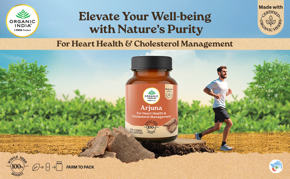 A TATA Product - Organic India Arjuna Capsules, 60 Capsules, Supports Heart Health, Whole Herb Formula*, Certified Organic, No Added Fillers or Chemicals