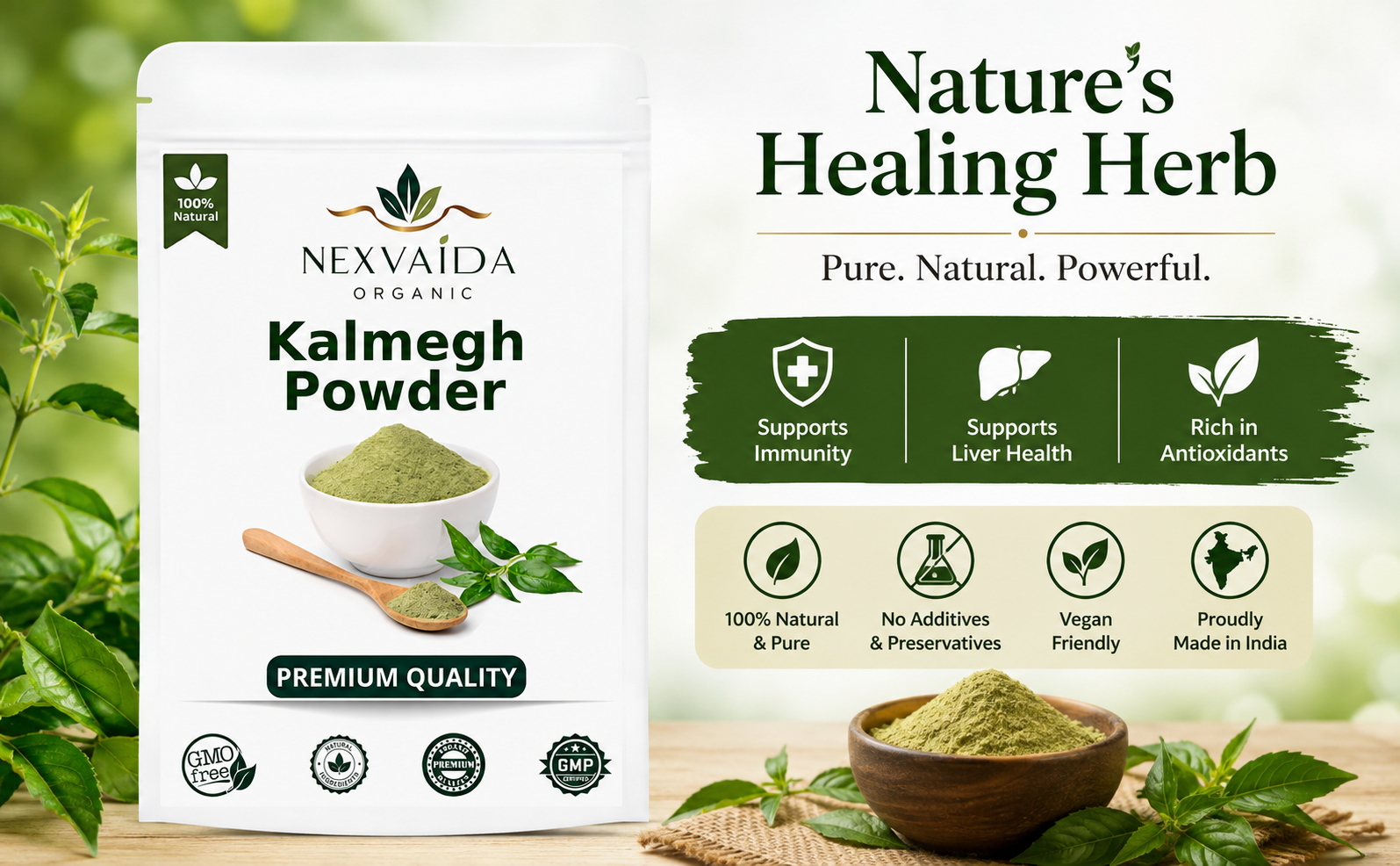 Kalmegh Powder (Andrographis Paniculata) 100% Pure & Natural Herbal Powder | Immunity & Liver Support | No Chemicals, No Preservatives | For Ayurvedic Use (100gm)