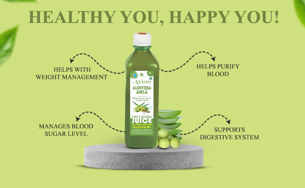 Axiom Aloevera Amla Juice - 500ml | Boosts Immunity | Helps Purify Blood | Manage Digestive System | Supports Skin & Hair