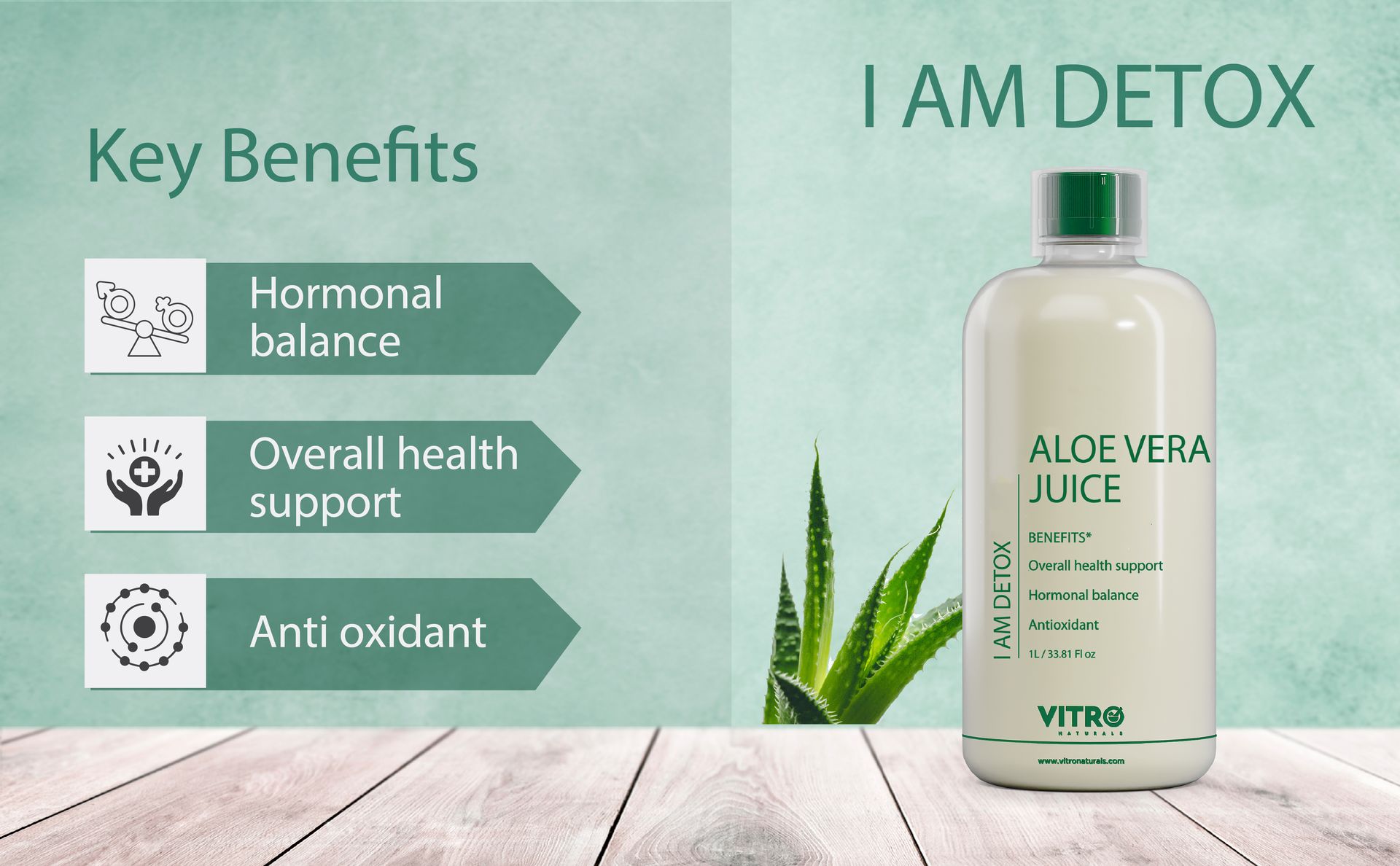 Vitro Aloe Vera Juice 1L | Supports Skin Glow, Digestion & Weight Management | Traditional Recipe for Constipation & Immunity | No Added Sugar
