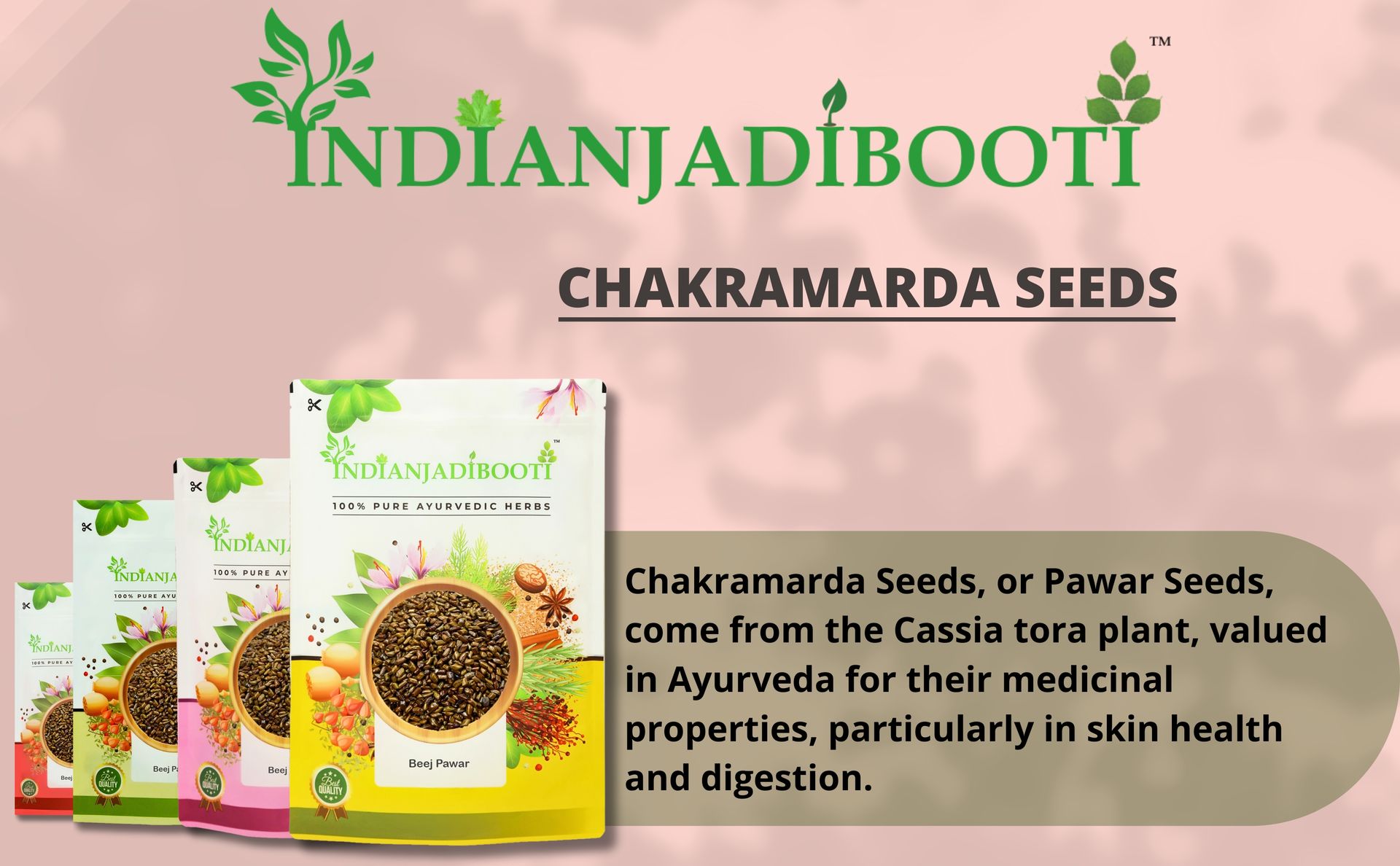 IndianJadiBooti Puwar Seeds (Cassia Tora) | Chakramarda Beej | Panwar | Natural Ayurvedic Herb for Skin Wellness & Detox | Whole Dried Seeds | 400 Grams