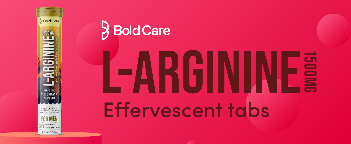 Bold Care L-Arginine & L-Citrulline Effervescent Tablets (Pack of 1 (20 Tablets)) 1500 mg with Brahmi, Shatavari, Beet Root for Natural Performance Support | FSSAI Compliant |