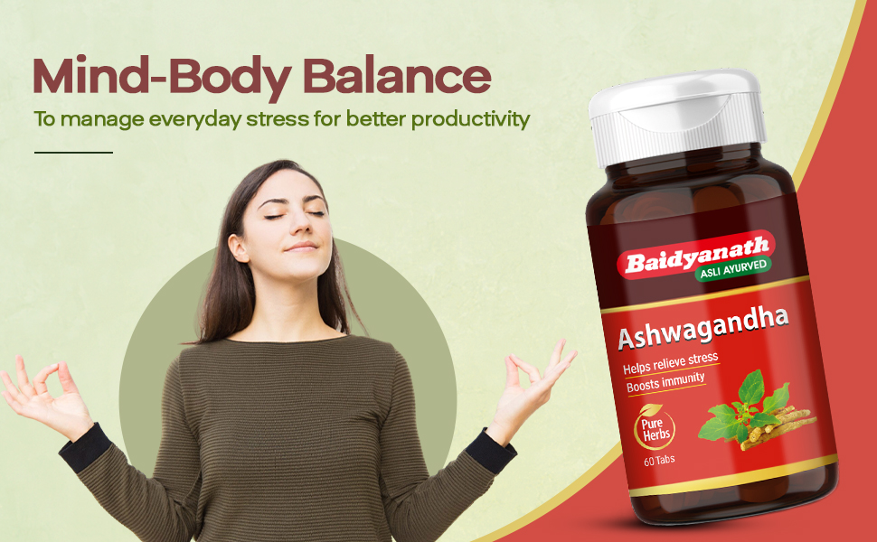 Baidyanath Ashwagandha - 60 Tablets (Pack of 2) | Ayurvedic Formulation with Ashwagandha Root Extract | Stress, Sleep, Immunity & Stamina Support