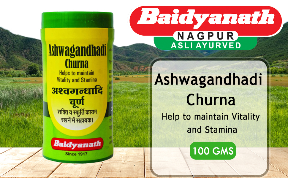 Baidyanath Asli Ayurved Ashwagandhadi Churna - 100 g (Pack of 2) I Enhances Stamina I Ashwagandha for Stress Relief