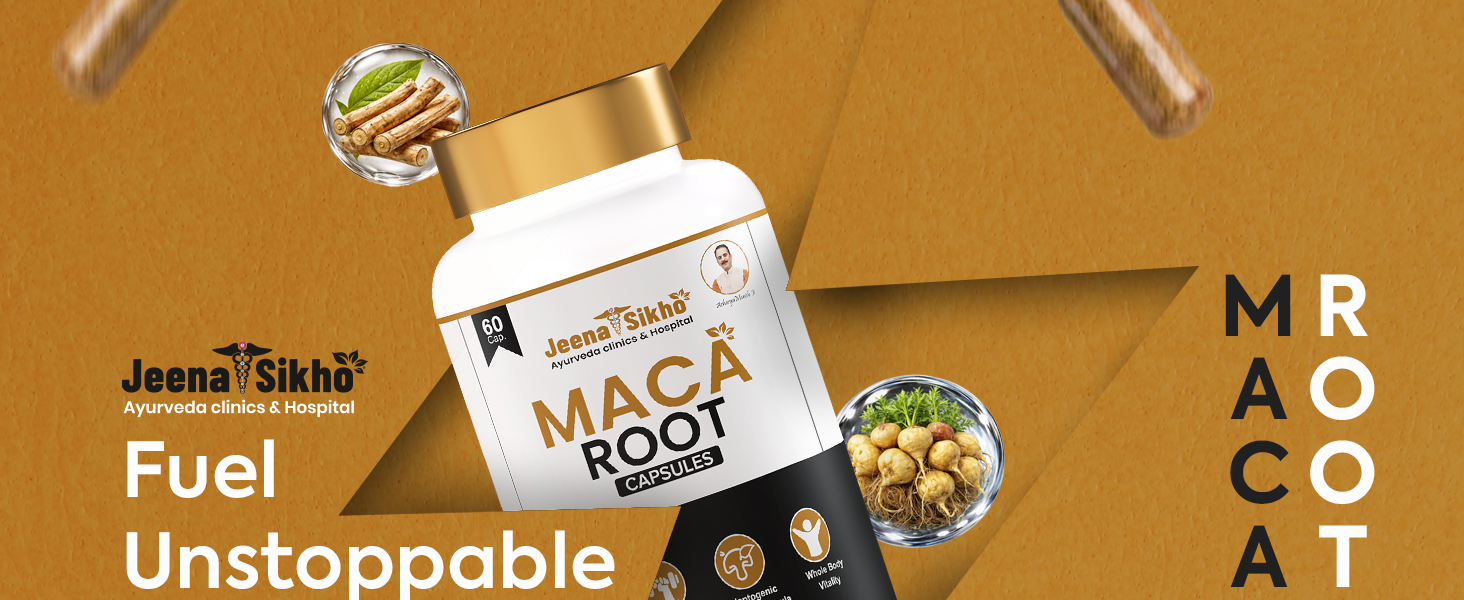 Jeena Sikho Maca Root Capsules | Herbal Supplement with Ashwagandha | Plant-Based Adaptogenic Formula | Daily Wellness Support | 60 Capsules