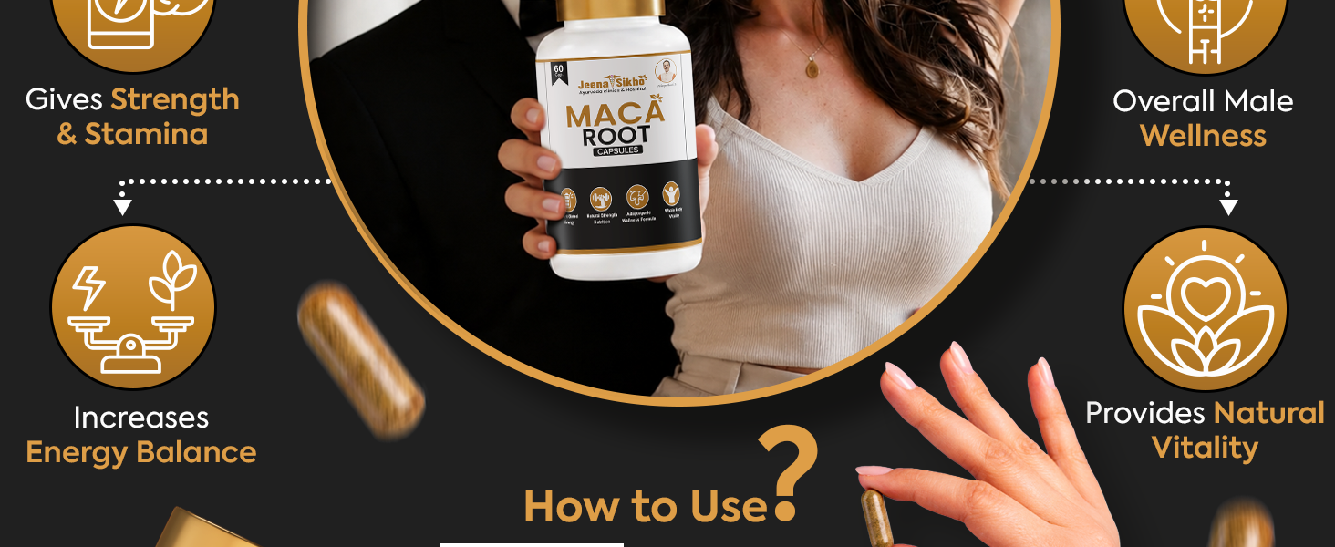 Jeena Sikho Maca Root Capsules | Herbal Supplement with Ashwagandha | Plant-Based Adaptogenic Formula | Daily Wellness Support | 60 Capsules