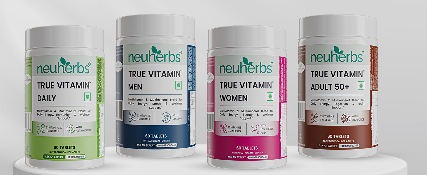 Neuherbs Daily Multivitamin 10 Tablets | True Vitamin for Men & Women with Vitamin C, B12, D, Magnesium, Iron & Zinc | Supports Energy, Stamina & Immunity