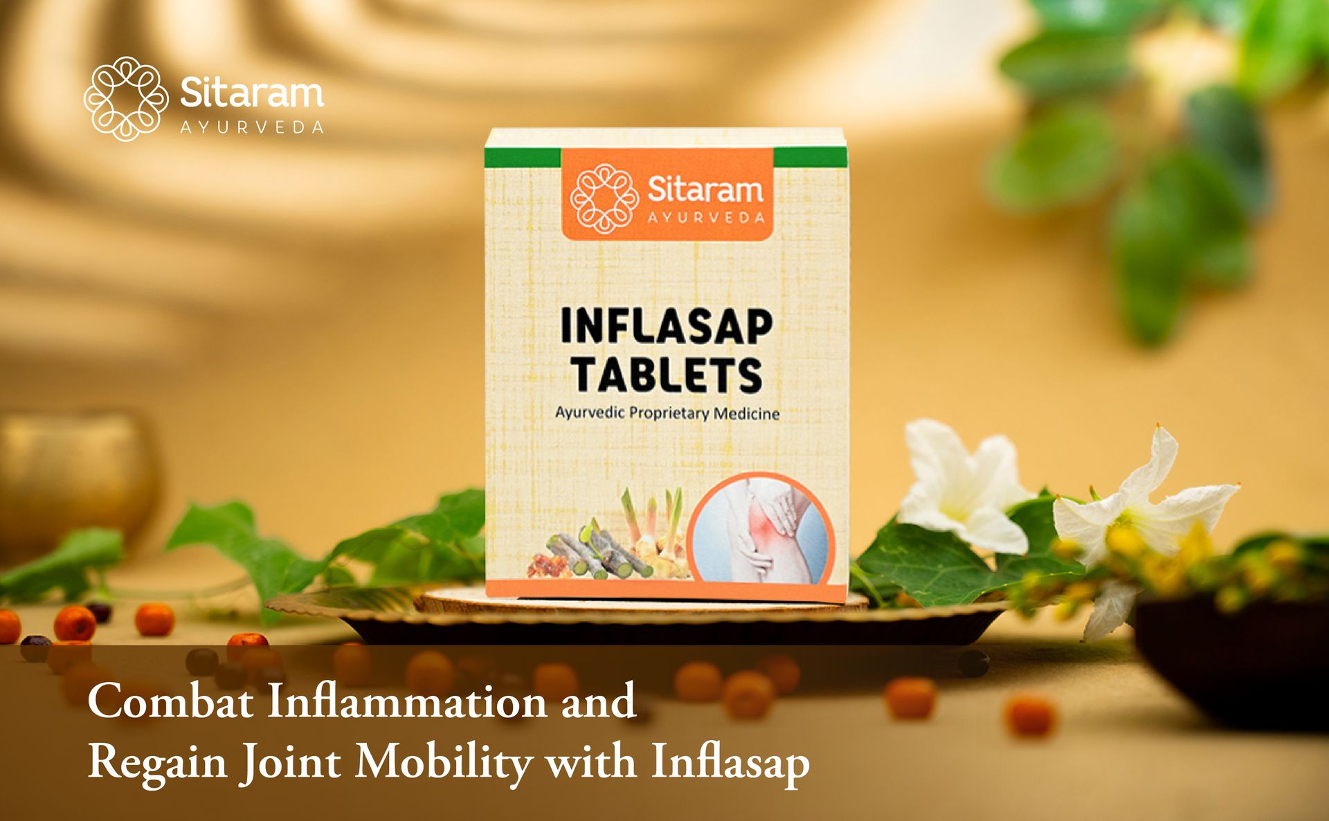 Sitaram Ayurveda Inflasap Tablets | Classical Ayurvedic Joint Care Formula with Rasna, Bala & Devadaru | Supports Mobility, Flexibility & Daily Comfort | 50 Nos