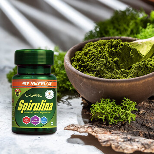 SUNOVA Spirulina Tablets – Nature’s Own Superfood and Plant based Nutritional Supplement , 60% Protein, Full of Multivitamins and Minerals - Spirulina and Blue-Green Algae for Full Body Support & Energy – 60 Tablets (Pack of 2)