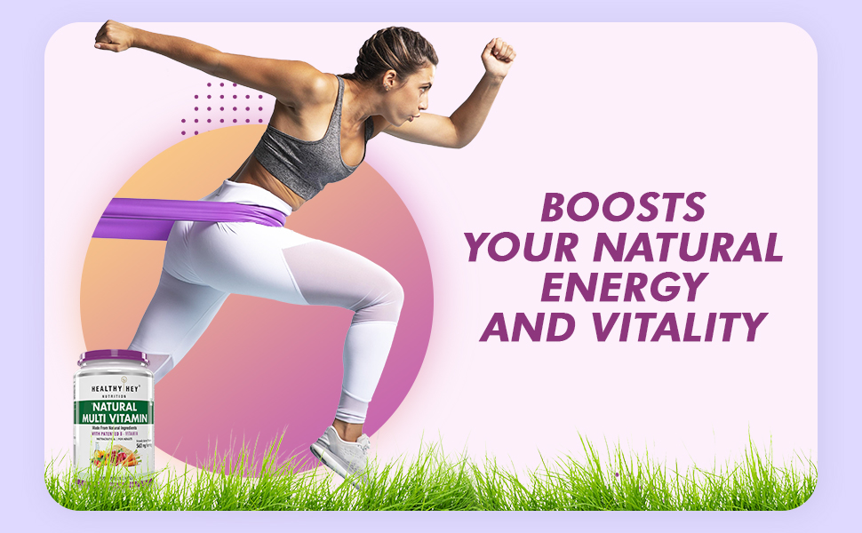 HealthyHey Nutrition 100% Natural Multivitamin from Natural Ingredients & Patented Vitamin B - For Men & Women - 30 Veg. Capsules