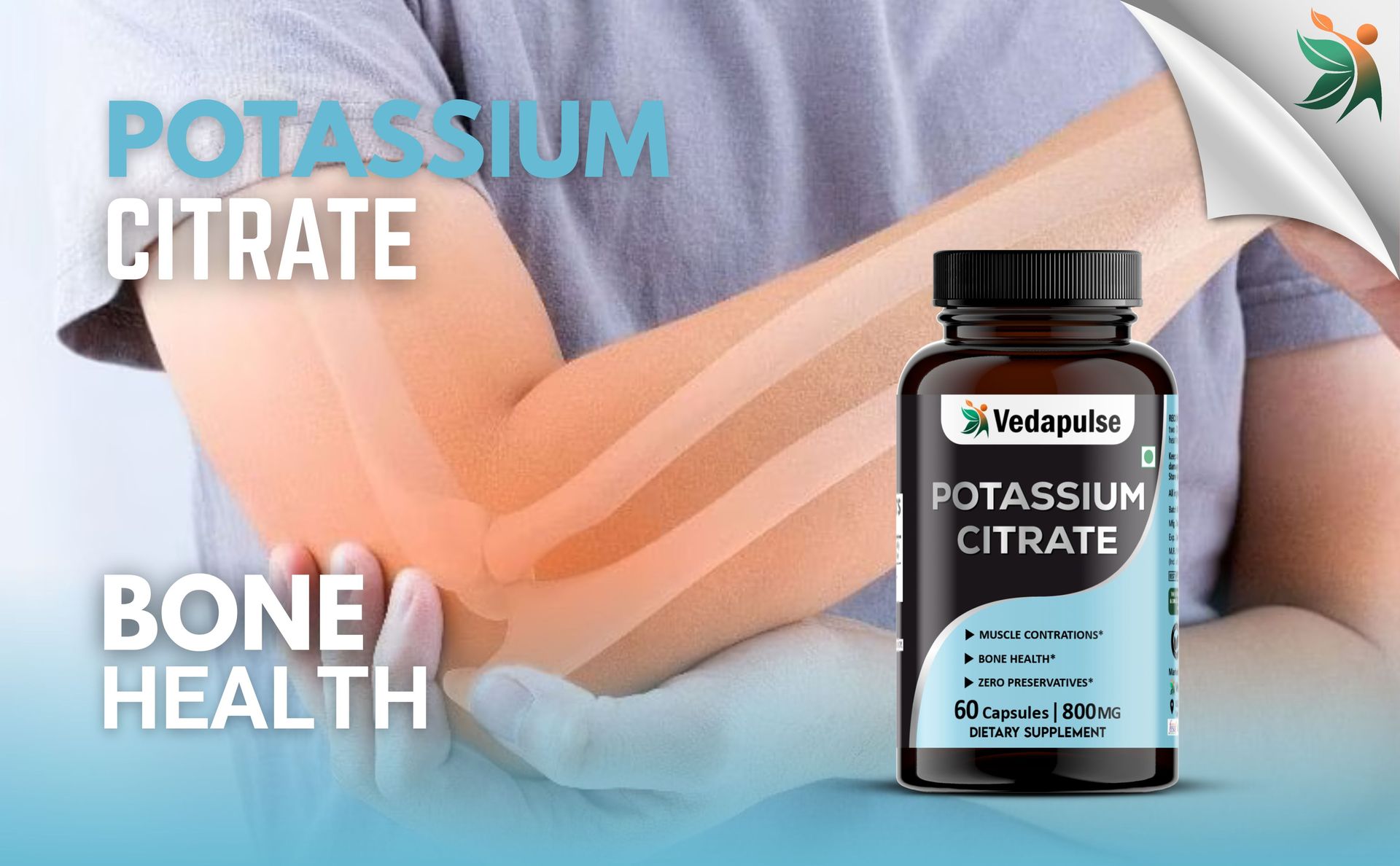 Potassium Citrate Capsules | Health Supplement | 800 mg Elemental Potassium per Serving | 60 Capsules