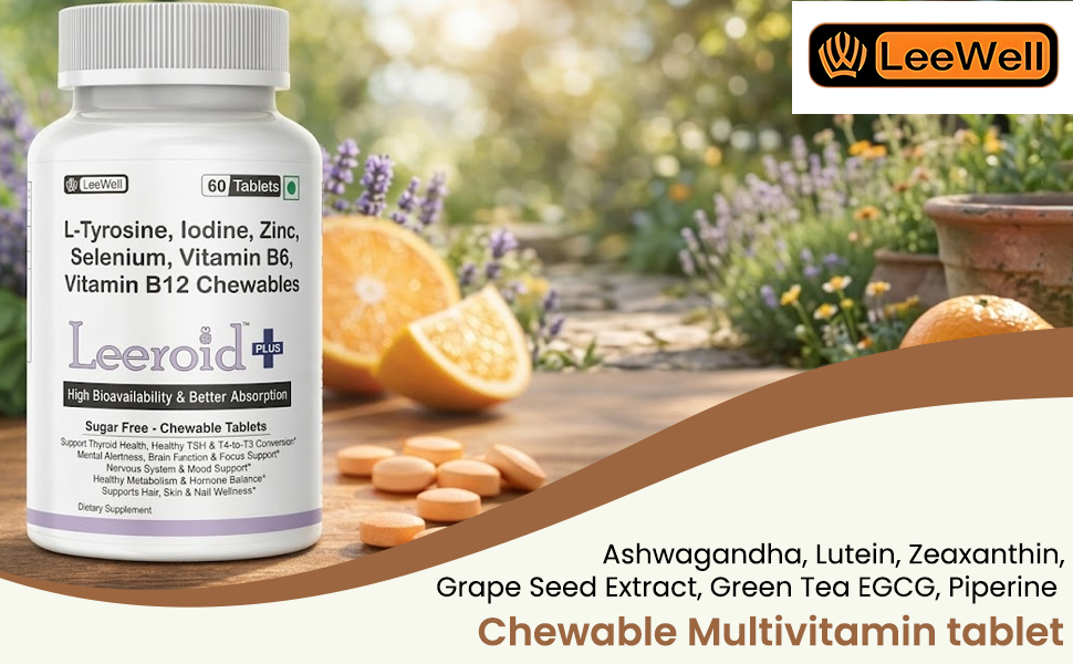(LeeWell) Chewable Advanced Complete Multivitamin Tablet for men and women | Supports Eye, Vision, Bone, Teeth, and Muscle Function | Daily Energy & Stamina Support | Ashwagandha, Lutein, Zeaxanthin, Calcium Magnesium, Zinc & more - 60 Tablets