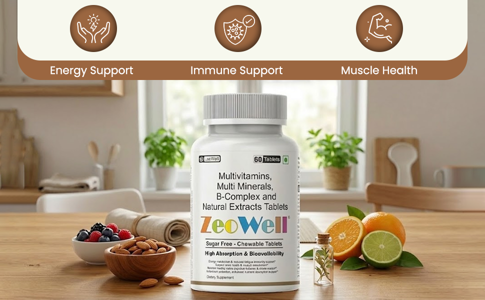 (LeeWell) Chewable Advanced Complete Multivitamin Tablet for men and women | Supports Eye, Vision, Bone, Teeth, and Muscle Function | Daily Energy & Stamina Support | Ashwagandha, Lutein, Zeaxanthin, Calcium Magnesium, Zinc & more - 60 Tablets