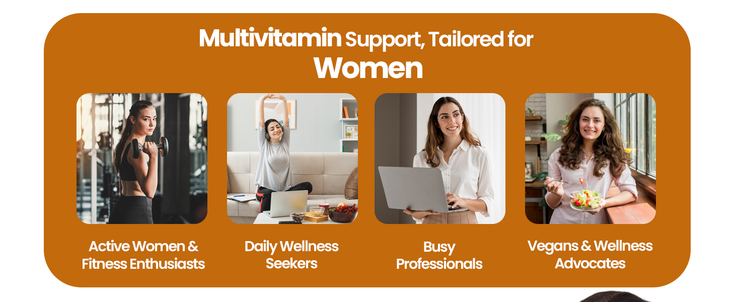 ZEROHARM Multivitamin Tablets for Women | Whole Foods with Vitamin A, B, C, D, Biotin, Iron, Zinc & Selenium | Boosts Energy, Immunity, Radiance, Hair, Skin, Bones & Overall Wellness | 60 Tablets