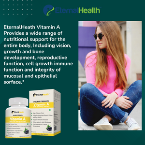 EternalHealth Vitamin A (Double Strength) with Bilberry Extracts and Retinyl palmitate Extracts- High Potency Form - Supports Healthy Vision & Immune System and Healthy Growth – 90 Veg Capsules