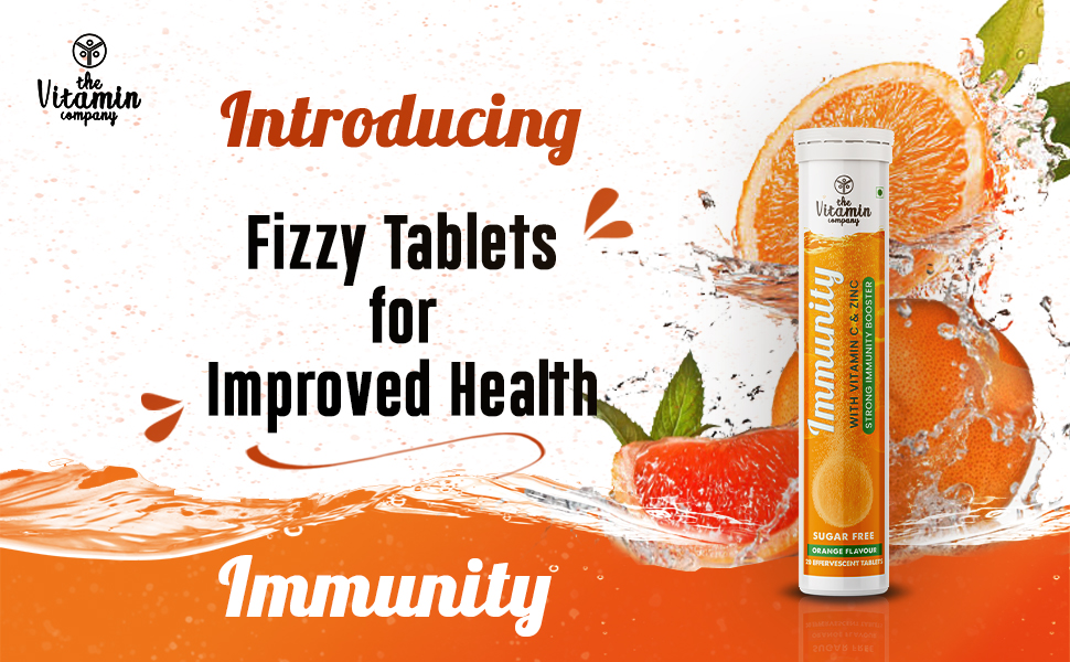 Immunity 1000 mg, with Vitamin C & Zinc, Stronger Natural Immunity Booster, Antioxidant & Skin Care, Effervescent Tablets, Fast Absorption | Antioxidant & Skin Health | Orange Flavour | 10 Tablets