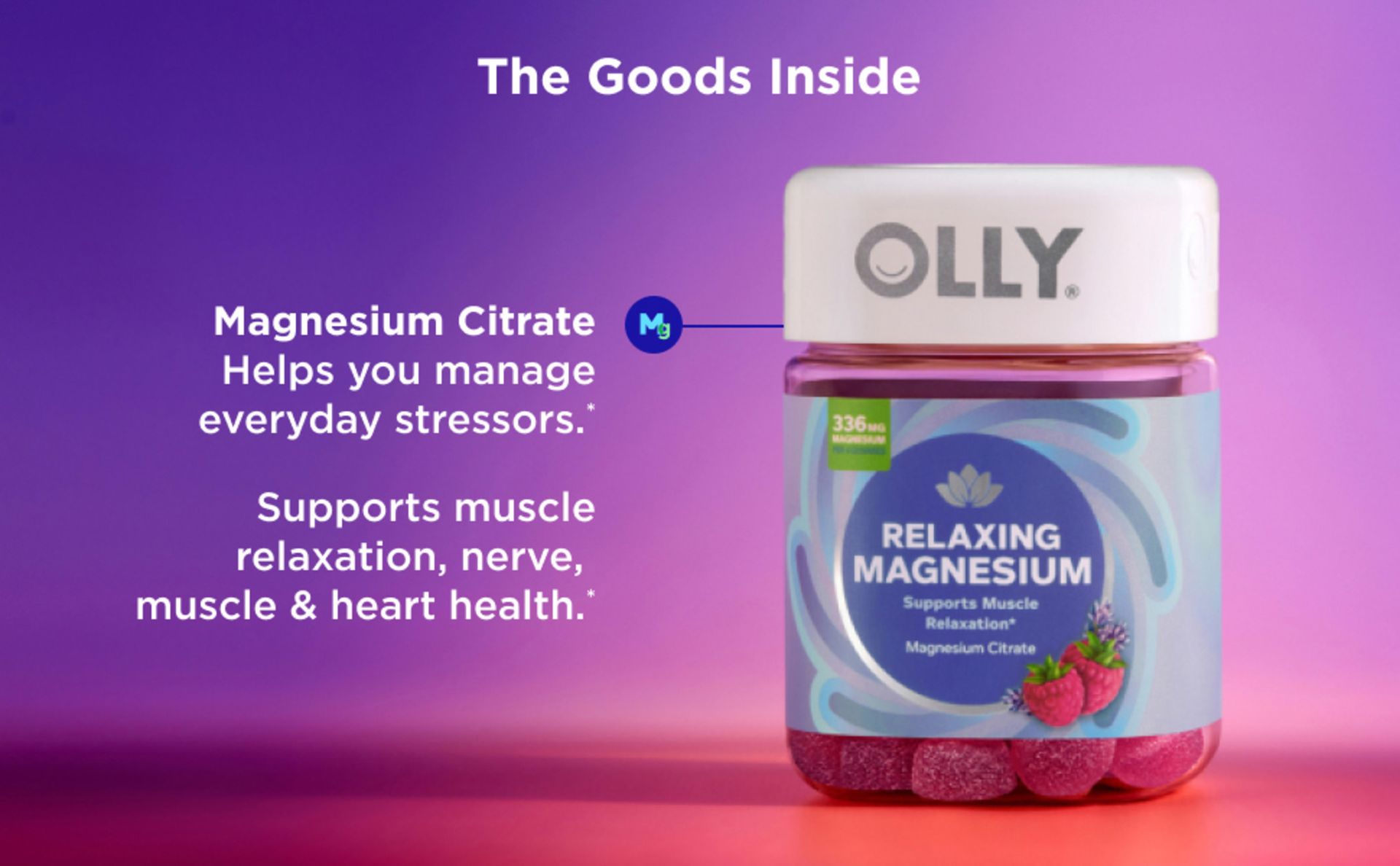 OLLY Relaxing Magnesium Gummies, Supports Muscle Relaxation* - 60 Count