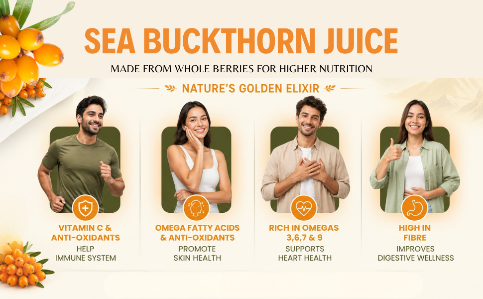 Sea Buckthorn Capsule | Pure 500Mg Herbal Extract Supplement Natural Immune Support and Skin Health Formula 60 Capsules | Color White | Size 60 Caspules Of 500Mg