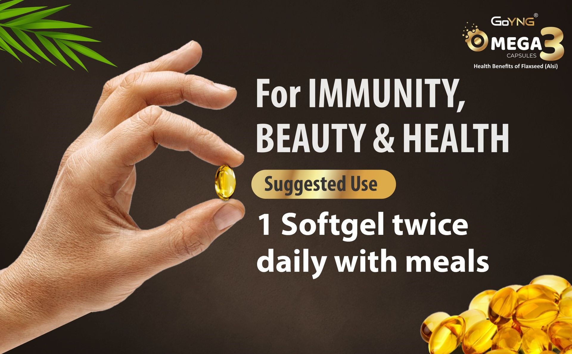 Omega 3 6 9 Vegan Natural Nutrition Supplement for Healthy Heart and Body 30 Veg Capsules