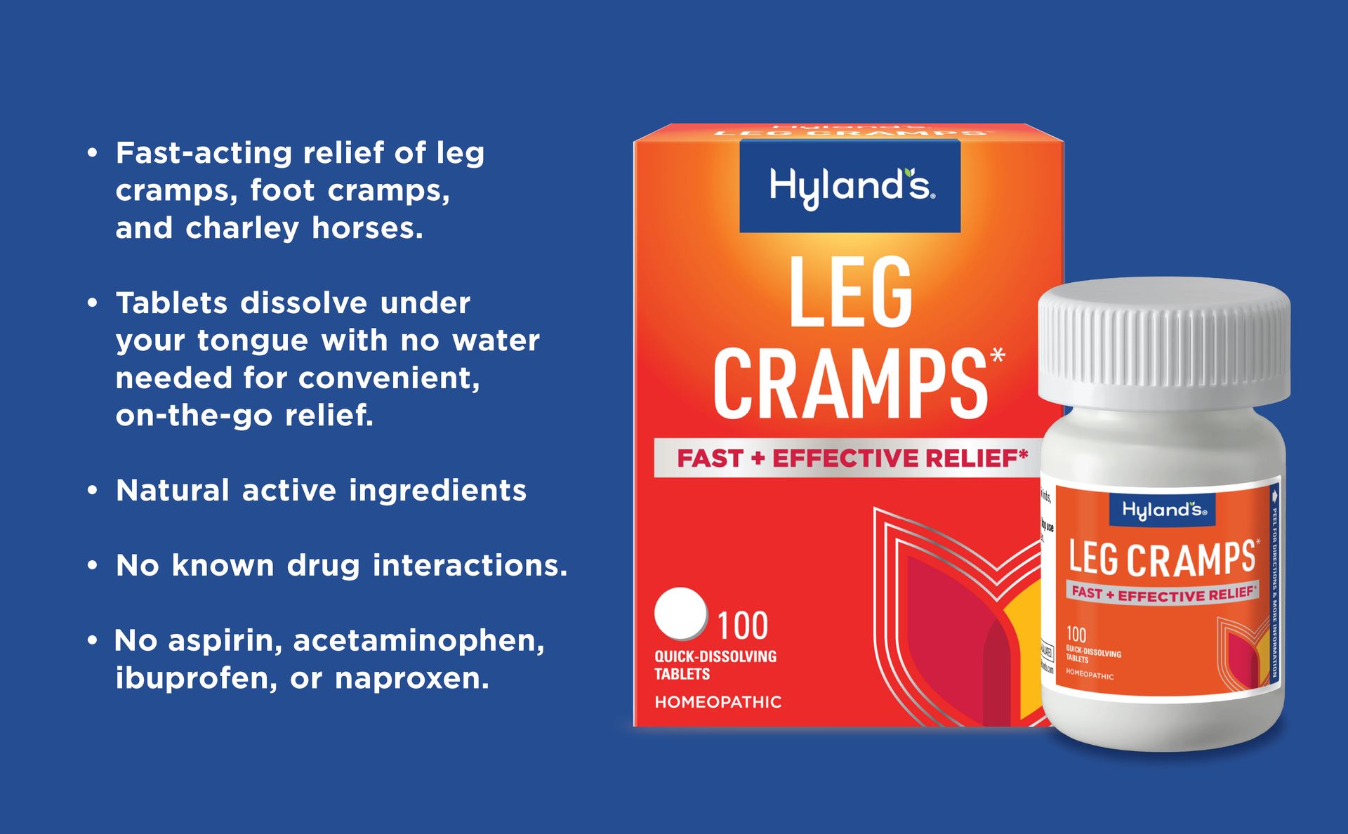Hyland's Leg Cramps, Fast Relief of Leg, Calf, and Foot Cramps, 100ct