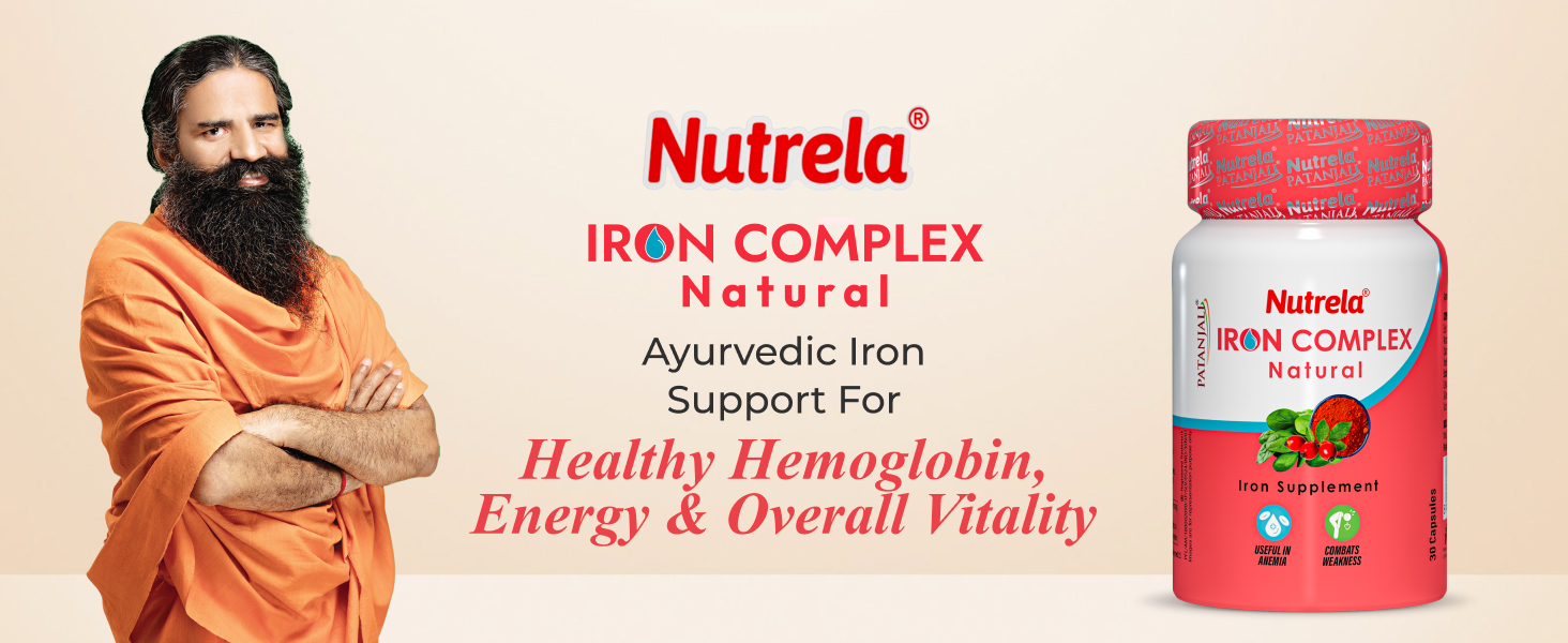 NUTRELA Iron Complex- Vegetarian Natural Capsules, 30 Count