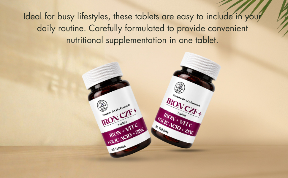 iron CZF+ Iron Supplement 50 mg with Vitamin C, Zinc & Folic Acid, 60 Tabs