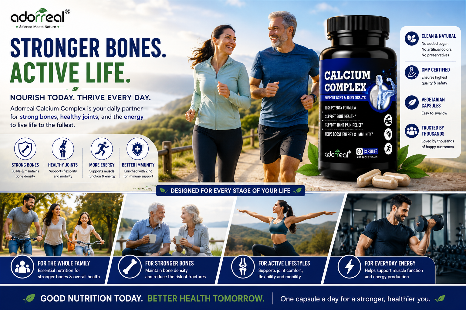 Calcium Complex Capsules with Calcium, Magnesium, Vitamin D3 & Zinc | Bone Health & Muscle Function Support | Supports Energy & Immunity | Vegetarian Capsules | 60 Capsules